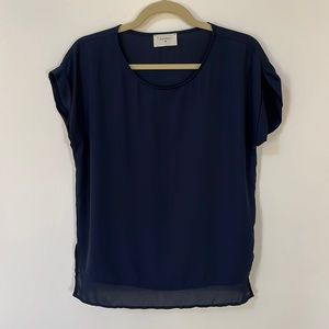 Navy Everly short sleeve blouse